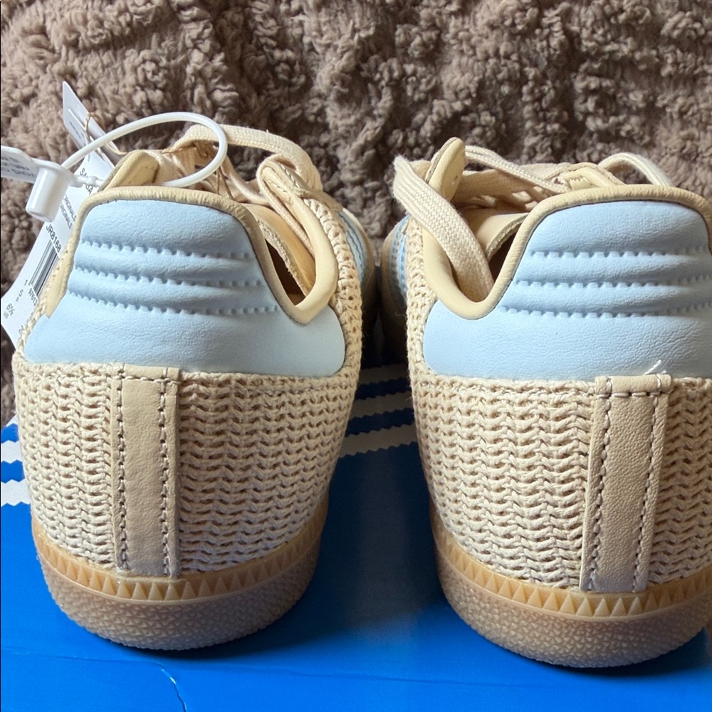 Adidas Women’s Samba OG Cream and Light Blue Sneakers - Picture 5 of 13